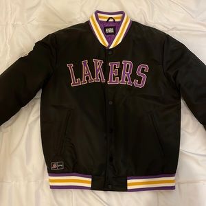 Los Angeles Lakers Bomber Jacket Black and Purple Medium